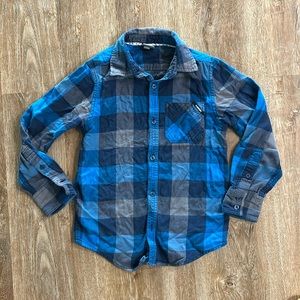 Kids Tony Hawk Long Sleeve Blue Plaid Cotton Flannel Shirt size small